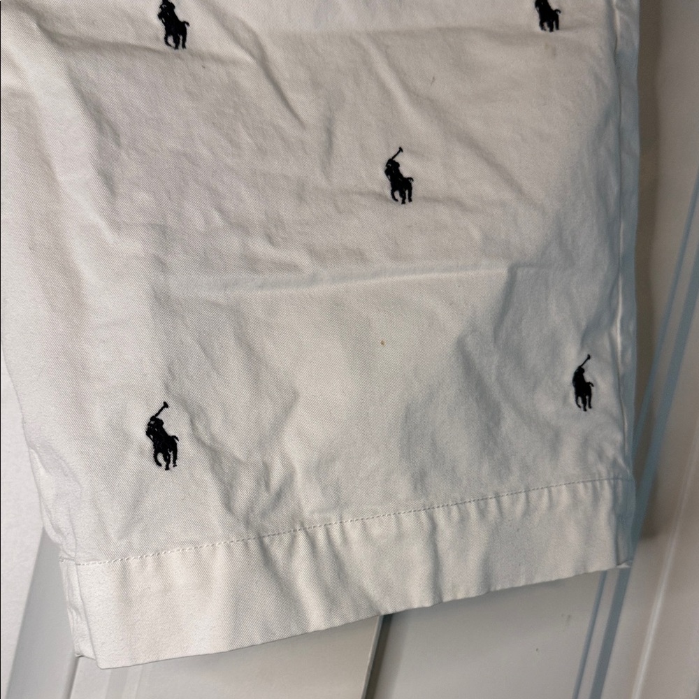 Polo by Ralph Lauren White Embroidered Polo Player Flat Front Shorts - Picture 5 of 14